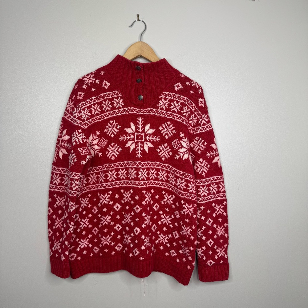 Lauren Ralph Lauren Heavy Chunky Knit Christmas Snowflake Mockneck Sweater Large